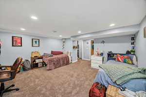 3rd Bedroom featuring carpet and recessed lighting