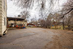 View of yard and deck
