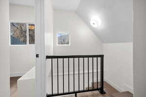 Stairway with wood finished floors