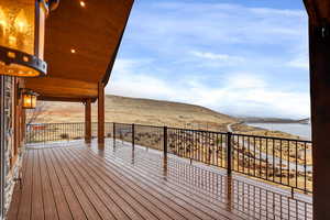 Wooden terrace with a mountain view