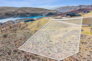 Drone / aerial view of a mountainous background