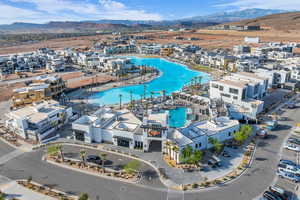 Aerial view of a mountain backdrop