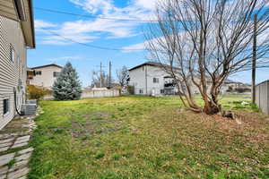 View of fenced backyard