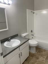 Full bath with vanity and shower / tub combination