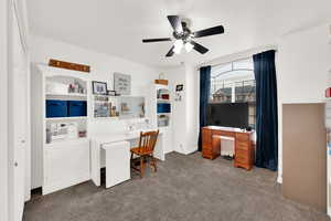 Bedroom featuring ceiling fan