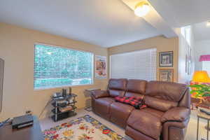 View of carpeted dining area used as TV area