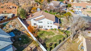 Aerial perspective of suburban area