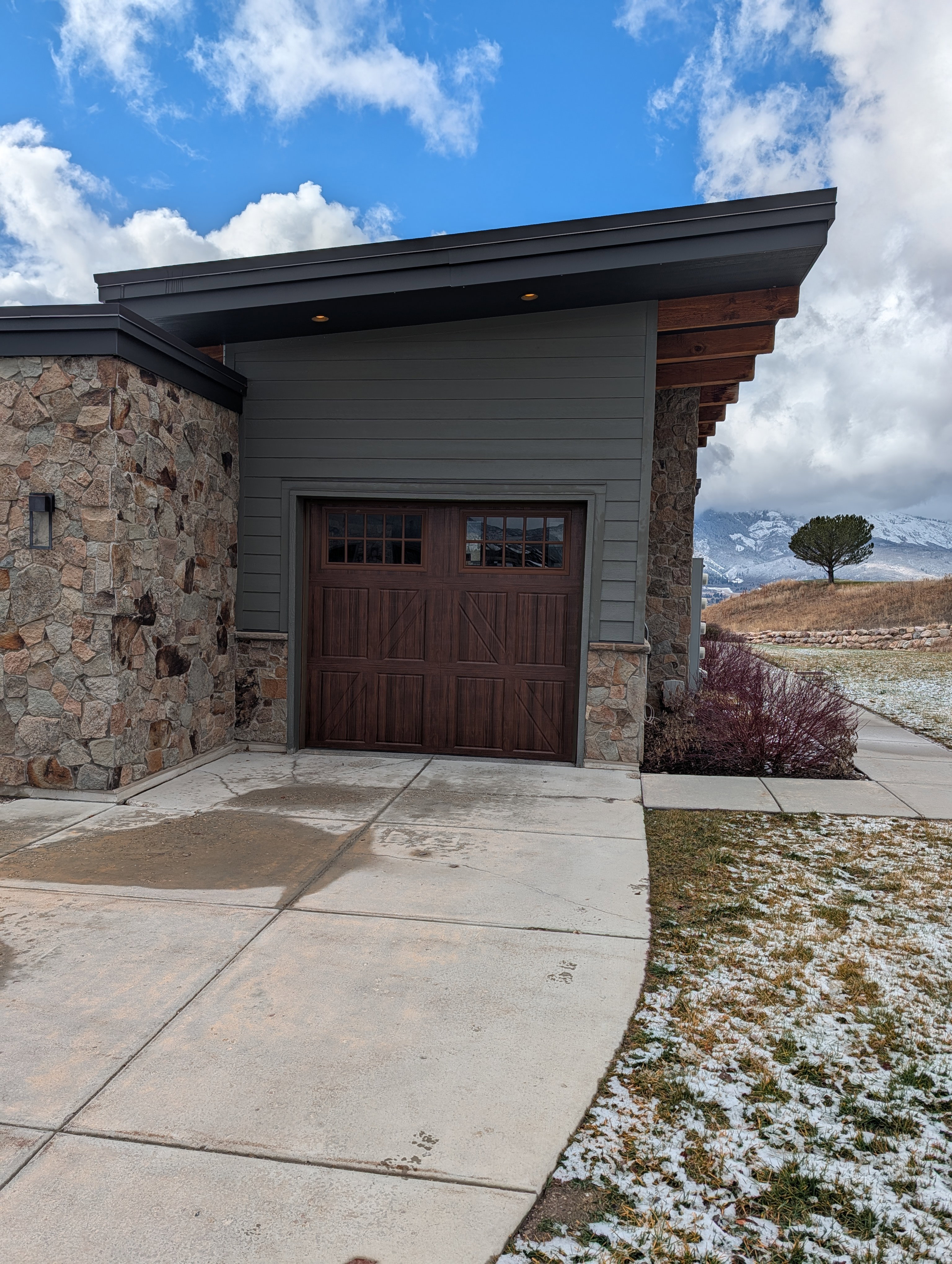 Garage with driveway