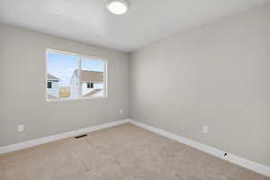 Carpeted empty room with baseboards