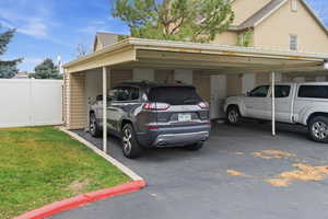 View of covered parking lot