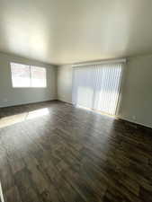 Spare room with dark wood finished floors