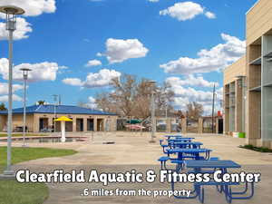 Ideally located just 0.6 miles from the Clearfield Aquatic & Fitness Center with a gym, indoor pool, classes, daycare, track, and more.