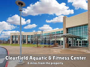 Ideally located just 0.6 miles from the Clearfield Aquatic & Fitness Center with a gym, indoor pool, classes, daycare, track, and more.