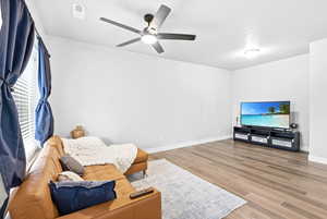 The great room is very large and offers space for multiple seating options.