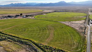 Aerial view of a mountain backdrop