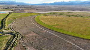 Overview of rural landscape featuring mountains