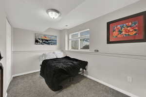Bedroom featuring carpet