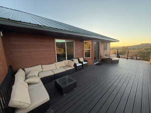 Deck with an outdoor hangout area