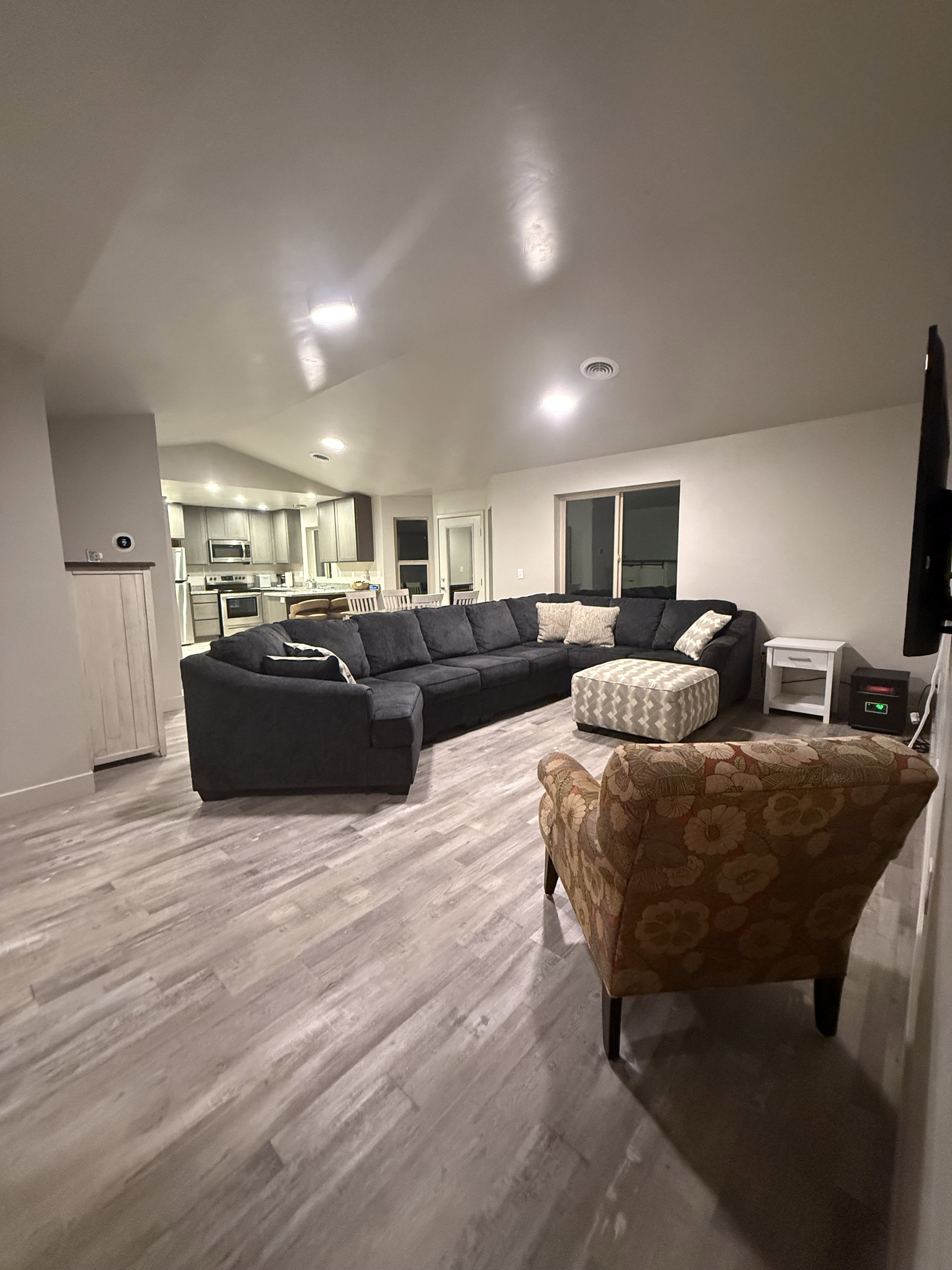 Living room with light wood-style floors