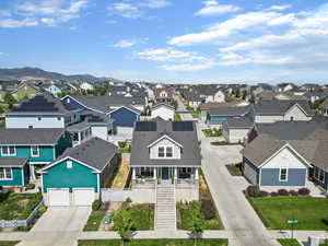 Aerial perspective of suburban area