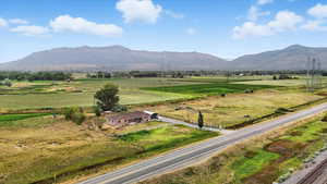 View of mountain background with rural landscape