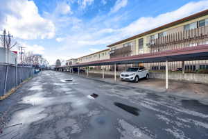 View of covered parking lot