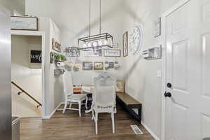 Dining area with custom dining room bench