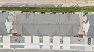 Aerial perspective of suburban area