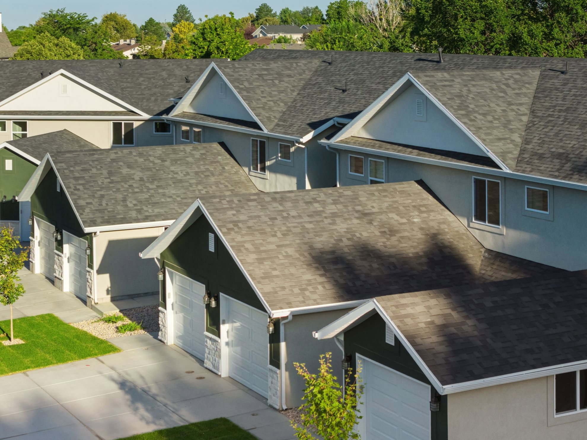 Aerial perspective of suburban area