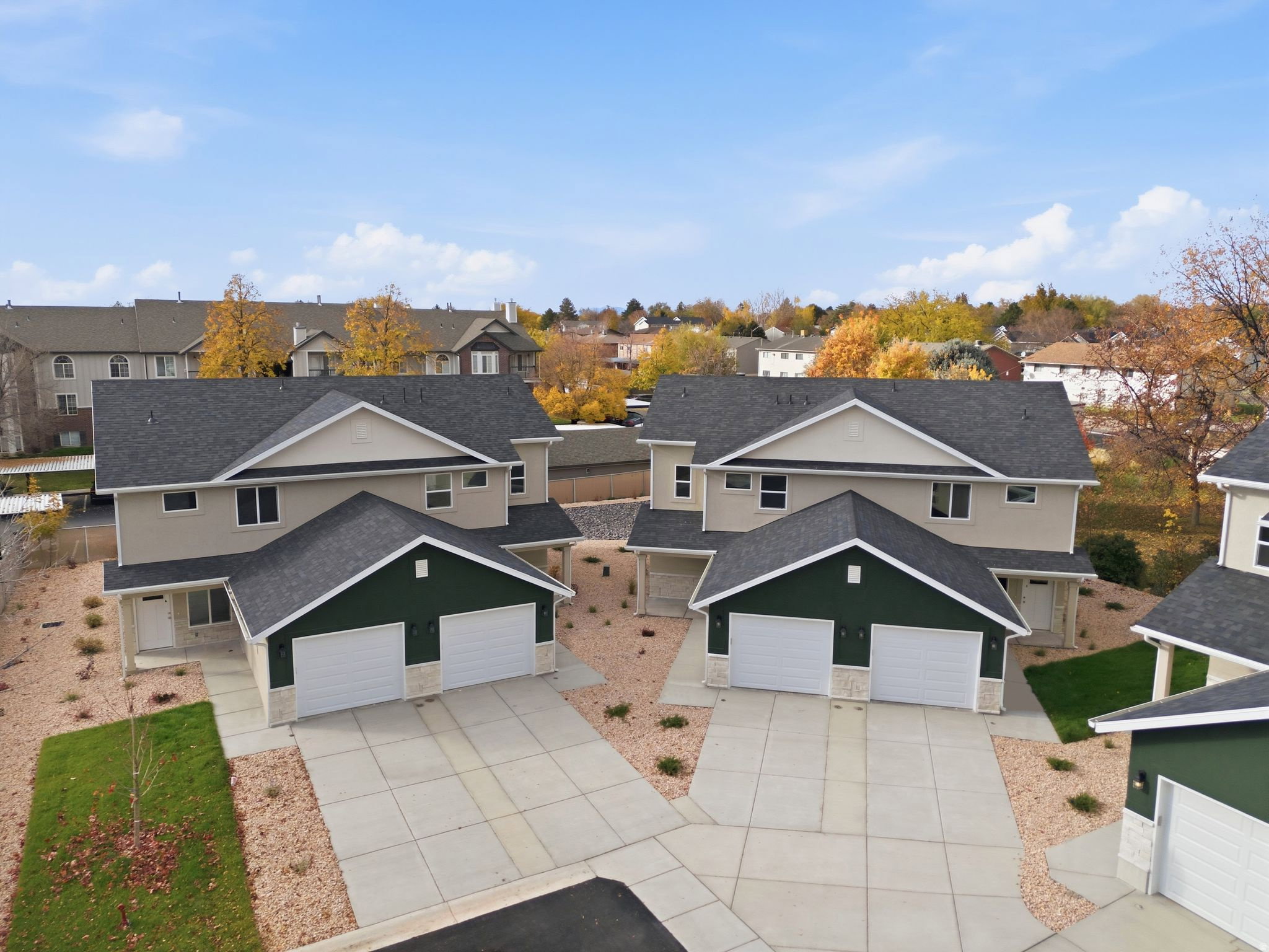 Aerial perspective of suburban area