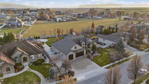 Aerial perspective of suburban area