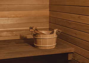 Relaxing sauna with wooden walls