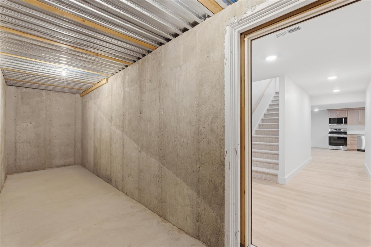 View of unfinished basement
