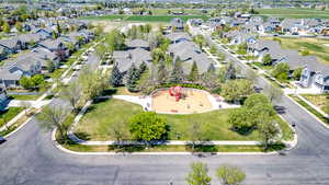 Aerial perspective of suburban area