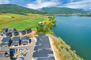 Drone / aerial view of a water and mountain view