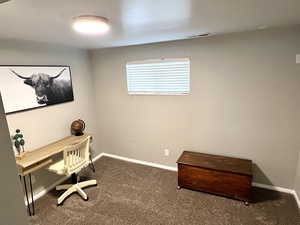 Office area with carpet and baseboards