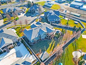 Aerial perspective of suburban area