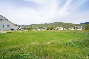 View of yard with a mountain view