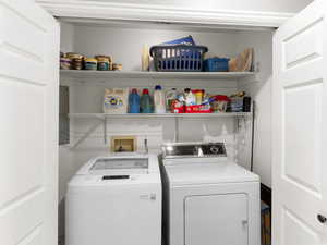 Laundry room featuring washer and dryer