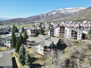 Aerial perspective of suburban area featuring mountains
