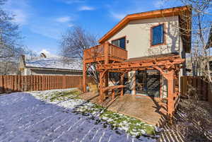 Fenced backyard, Pergola, Patio area, and Deck.