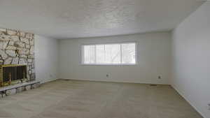 Main floor living room with fireplace