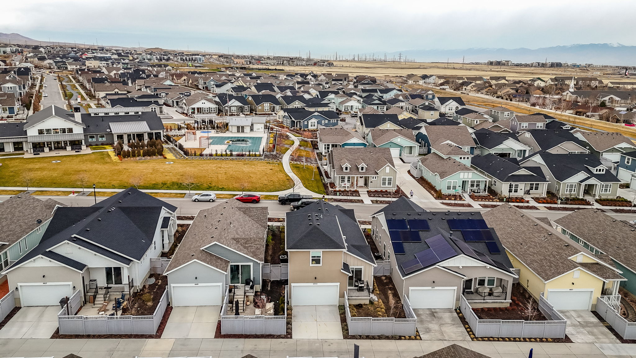 Aerial view of residential area