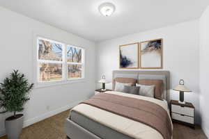 Virtual Staging. Bedroom featuring carpet