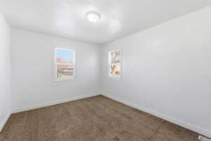 Carpeted empty room with baseboards