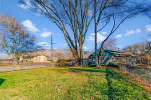 View of fenced backyard