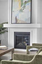 Detailed view of a large fireplace