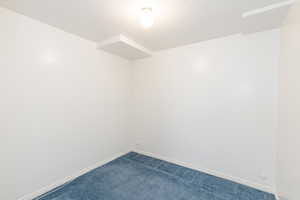 Carpeted spare room featuring baseboards