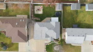 Aerial perspective of suburban area