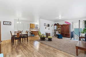 Living area featuring light wood-style floors